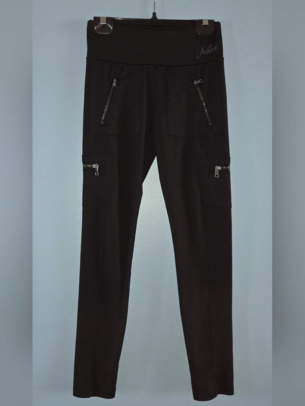 *Back To School* Girls' Black Leggings with Zip Pockets (12)